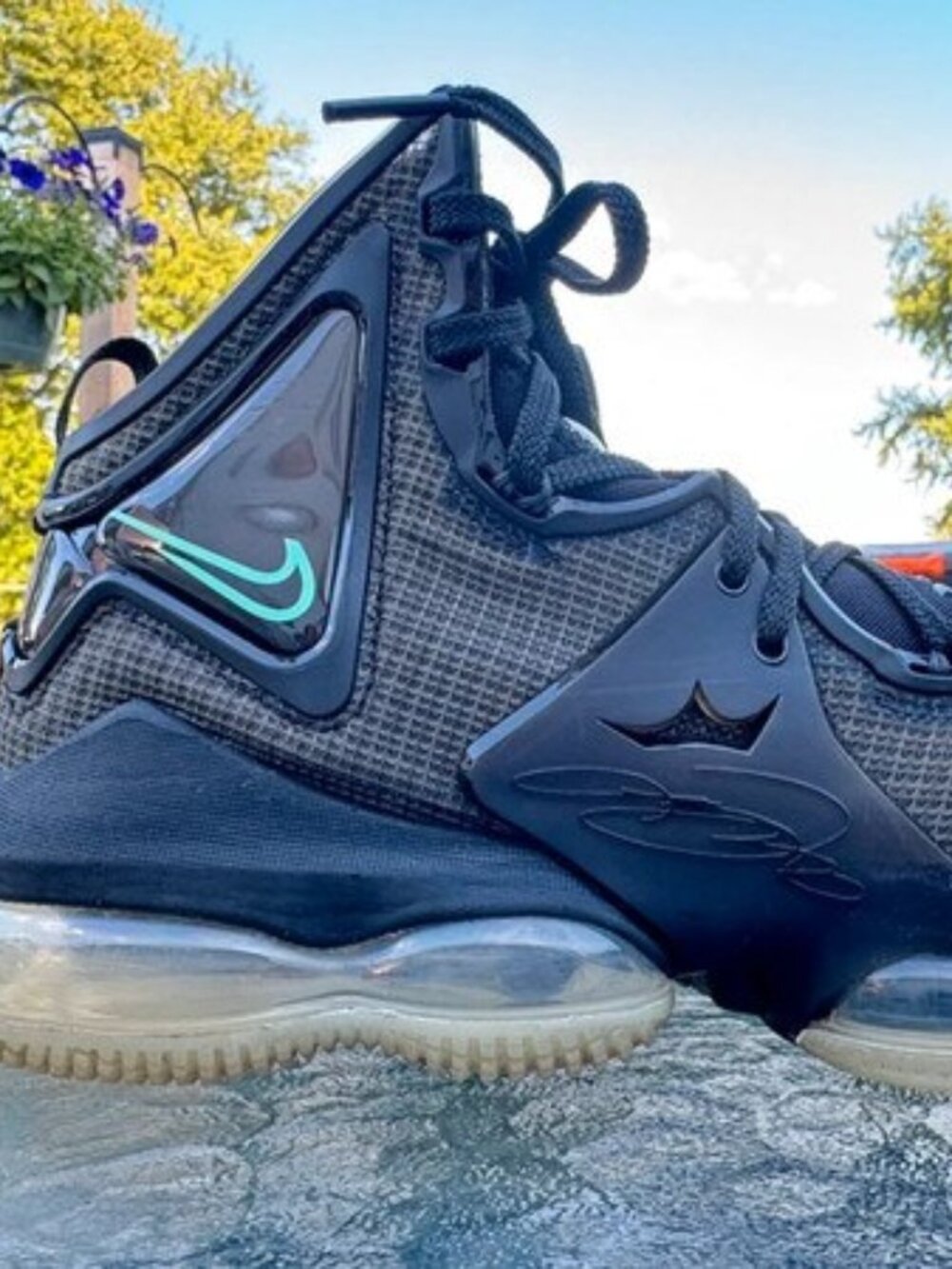 Nike LeBron 19 Black Gray Green Glow Basketball Shoes Men's